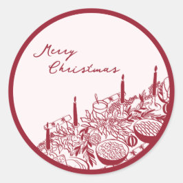 Adesivo Redondo Design Minimalista de Mesa Feliz Natal Personaliza