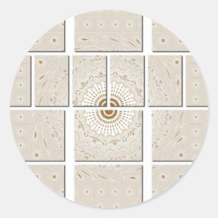 Adesivo Redondo Design minúsculo neutro de bege geométrico