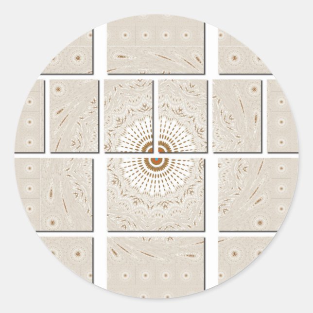 Adesivo Redondo Design minúsculo neutro de bege geométrico (Frente)