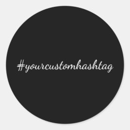 Adesivo Redondo Design Moderno de Hashtag Preto Tendência