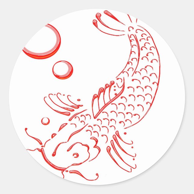Adesivo Redondo Design moderno Red Koi (Frente)