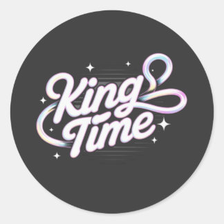 Adesivo Redondo Design Motivacional de Tipografia Retro King Time