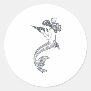Adesivo Redondo Design Náutica Mermaid