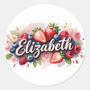 Adesivo Redondo Design Personalizada Sticker Elizabeth Berry Flora