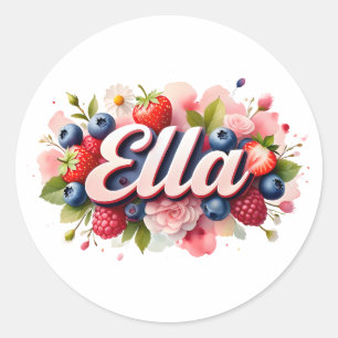 Adesivo Redondo Design Personalizada Sticker Ella Berry Floral