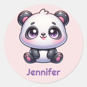 Adesivo Redondo Design Personalizado Adorável Kawaii Panda