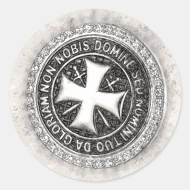 Adesivo Redondo Design Personalizado De Cruzamento Medieval De Cav (Frente)