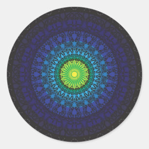 Adesivo Redondo Design preto da mandala