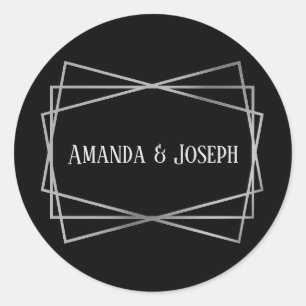 Adesivo Redondo Design Preto e Cinza do médio - Vinheta do círcu