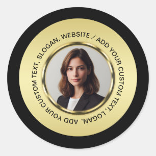Adesivo Redondo Design preto e dourado, logotipo ou foto em círcul
