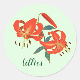 Adesivo Redondo Design Red Lillies