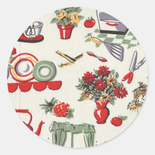 Adesivo Redondo design retro dos anos 50
