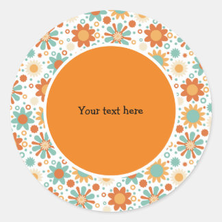 Adesivo Redondo Design retroativo com flores