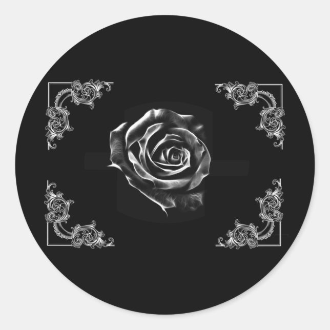 Adesivo Redondo Design rosa preto (Frente)