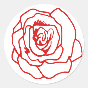 Adesivo Redondo Design Rosa vermelha
