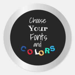 Adesivo Redondo Design Seu Autocolante Colorido de Texto Comercial