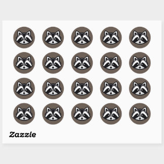 Adesivo Redondo Design Simple Raccoon