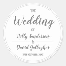 Adesivo Redondo Design Simples em Prata Cinza e Branco