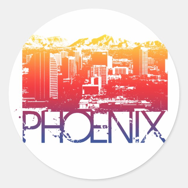Adesivo Redondo Design Skyline Phoenix (Frente)