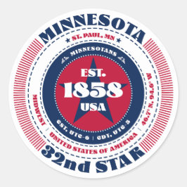 Adesivo Redondo Design Sticker no Círculo de Minnesota Patriótico