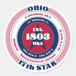 Adesivo Redondo Design Sticker no Círculo de Ohio Patriótico