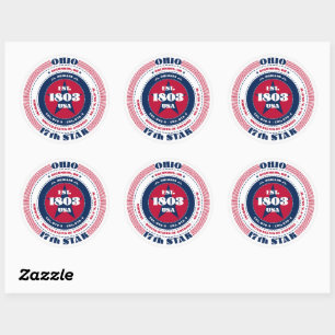 Adesivo Redondo Design Sticker no Círculo de Ohio Patriótico