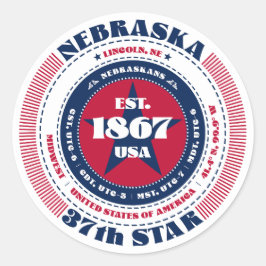 Adesivo Redondo Design Sticker no Círculo Patriótico de Nebraska