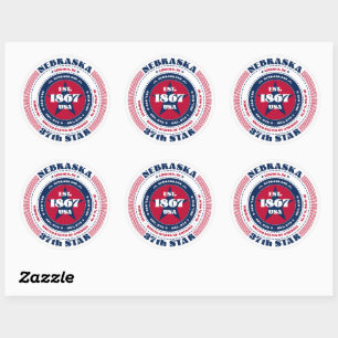 Adesivo Redondo Design Sticker no Círculo Patriótico de Nebraska
