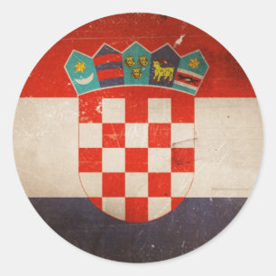 Adesivo Redondo Design sujo legal da bandeira de Croatia do