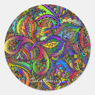 Adesivo Redondo Design Thunder_Cove Hippie Groovy Psicedélico