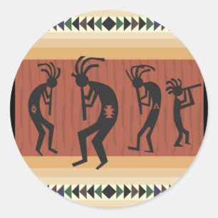 Adesivo Redondo Design tribal de Kokopelli