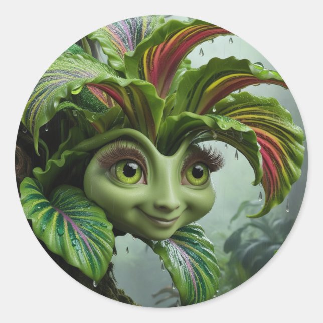 Adesivo Redondo Design tropical (Frente)