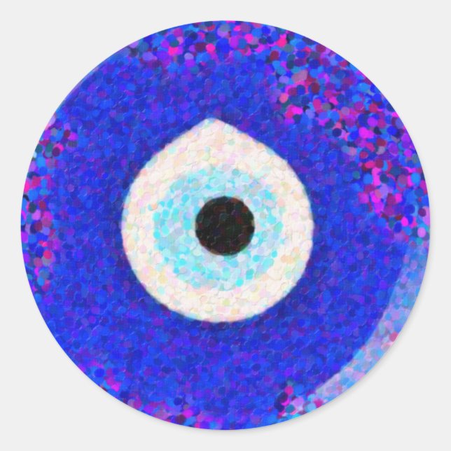 Adesivo Redondo Design turco do olho mau de Nazar (Frente)