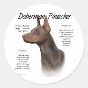 Adesivo Redondo Design (vermelho) da história do Pinscher do