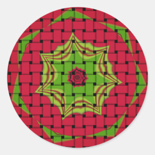 Adesivo Redondo Design vermelho-tecido africano