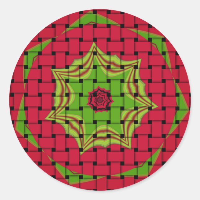 Adesivo Redondo Design vermelho-tecido africano (Frente)