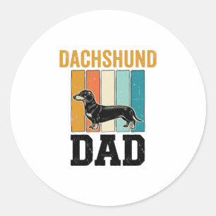 Adesivo Redondo Design Vetorial Amante de Cachorro Pai Dachshund V