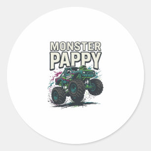Adesivo Redondo Design Vetorial Vintage Caminhão Monstro Pappy Mon