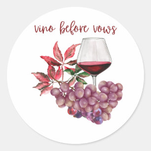 Adesivo Redondo Design Vino Antes dos Votos para Despedida de Solt