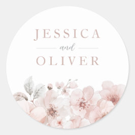 Adesivo Redondo Designer Blush Floral All Seasons Casamento