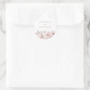 Adesivo Redondo Designer Blush Floral All Seasons Casamento
