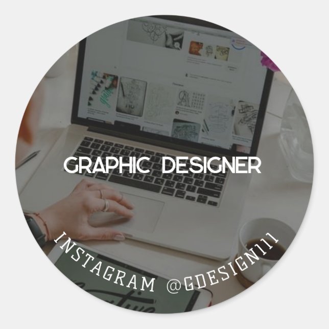Adesivo Redondo Designer de gráficos (Frente)