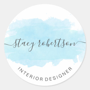 Adesivo Redondo Designer de interiores de cor azul Elegante