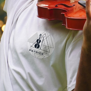 Adesivo Redondo Designer de Violino Azul e Branco do Marinho Míni