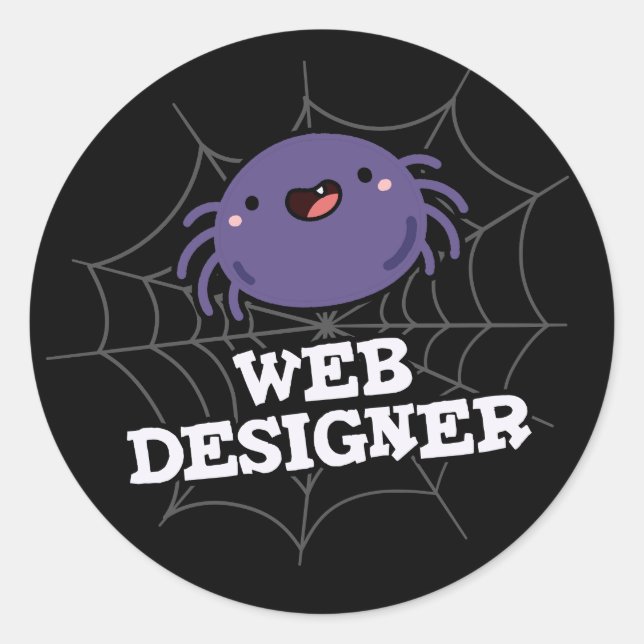Adesivo Redondo Designer de web Engraçado Aranha Engraçado Aranha  (Frente)