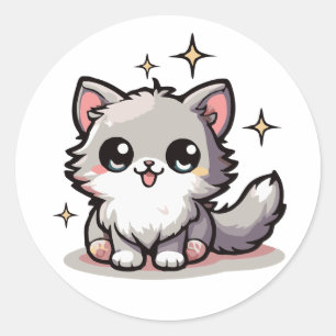 Adesivo Redondo Designs de Gato-Tástico Puro-Adoráveis