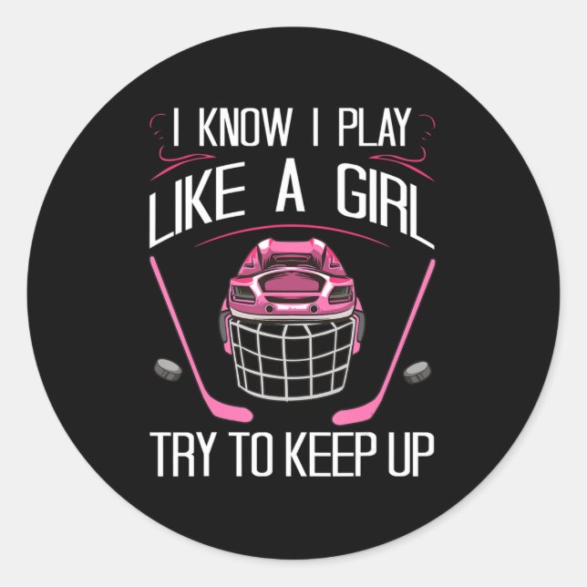 Adesivo Redondo Designs De Hóquei Em Campo Para Mulheres Não (Frente)