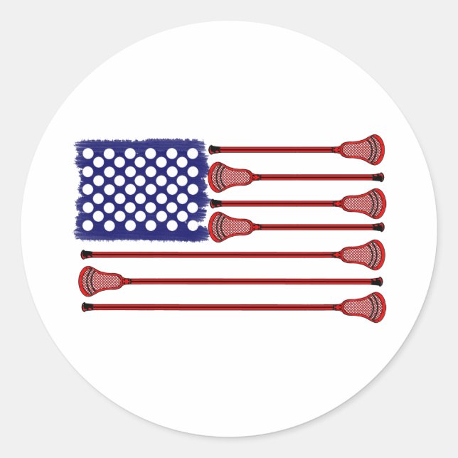 Adesivo Redondo Designs de Lacrosse AmericasJogo2 Sticker (Frente)