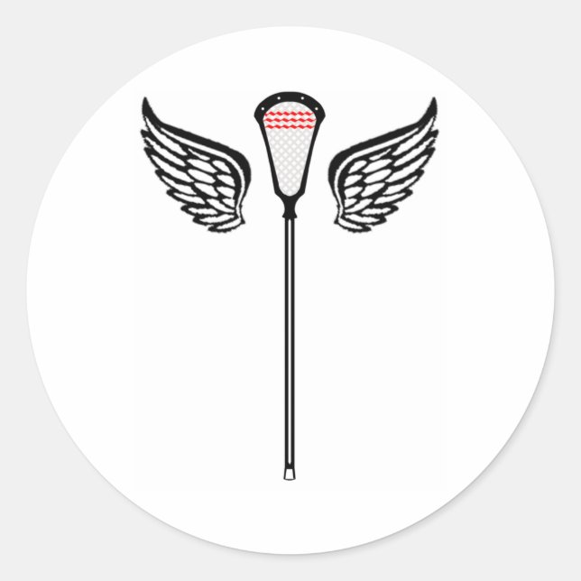 Adesivo Redondo Designs de Lacrosse CrosseWings Sticker (Frente)