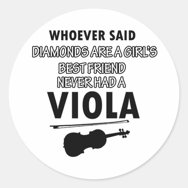Adesivo Redondo Designs de música Viola (Frente)